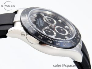 Rolex Daytona 116519 SS OMF Best Edition Black Diamonds Dial on Oysterflex Strap A7750 (Slim Movement) - Image 8