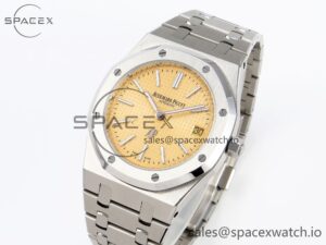 Audermars Piguet Royal Oak 39mm 15202 SS IPF 1:1 Best Edition Yellow Textured Dial on SS Bracelet A2121 - Image 4