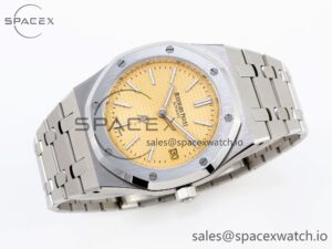 Audermars Piguet Royal Oak 39mm 15202 SS IPF 1:1 Best Edition Yellow Textured Dial on SS Bracelet A2121 - Image 6