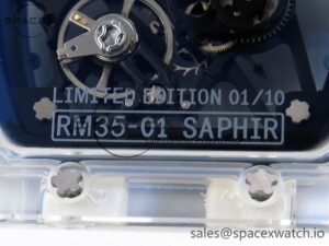 Richard Mille RM035 Transparent RMF Best Edition Skeleton Blue Dial on White Rubber Strap Clone RMUL2 - Image 20