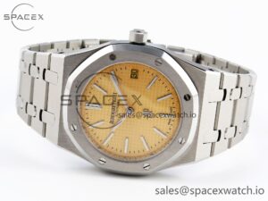 Audermars Piguet Royal Oak 39mm 15202 SS IPF 1:1 Best Edition Yellow Textured Dial on SS Bracelet A2121 - Image 5