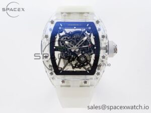 Richard Mille RM035 Transparent RMF Best Edition Skeleton Dial on Translucent Rubber Strap Clone RMUL2