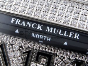 Franck Muller Vanguard SS Black Full Diamonds ABF Best Edition Diamonds Blue Dial on Diamonds Bracelet A2824 - Image 9