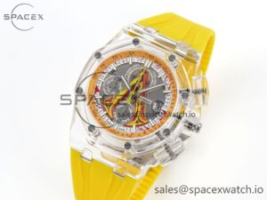 Audermars Piguet Royal Oak Offshore 44mm Transparent APF Best Edition Yellow Dial on Yellow Rubber Strap A3126 - Image 4