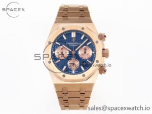 Audermars Piguet Royal Oak Chrono 26331 RG IPF 1:1 Best Edition Blue/RG Dial on RG Bracelet A7750