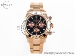 Rolex Daytona 116505 RG OMF Best Edition Black/RG Dial on RG Bracelet A7750 (Slim Movement)