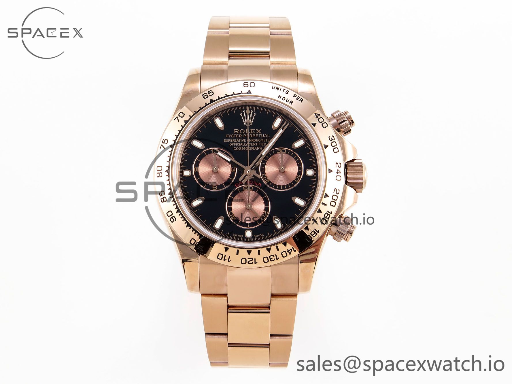 IMG_0105 Rolex Daytona 116505 RG OMF Best Edition Black/RG Dial on RG Bracelet A7750 (Slim Movement) - Image 1