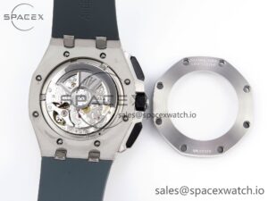 Audermars Piguet Royal Oak Offshore 44mm SS Black Ceramic Bezel APF 1:1 Best Edition Gray/Blue Dial on Gray Rubber Strap A4401 - Image 18