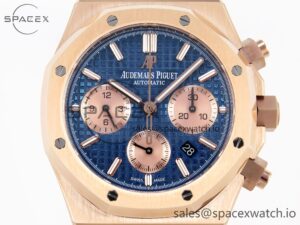 Audermars Piguet Royal Oak Chrono 26331 RG IPF 1:1 Best Edition Blue/RG Dial on RG Bracelet A7750 - Image 2