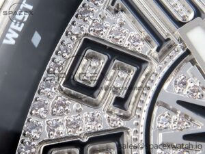 Franck Muller Vanguard SS Black Full Diamonds ABF Best Edition Diamonds Blue Dial on Diamonds Bracelet A2824 - Image 12