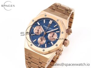 Audermars Piguet Royal Oak Chrono 26331 RG IPF 1:1 Best Edition Blue/RG Dial on RG Bracelet A7750 - Image 4