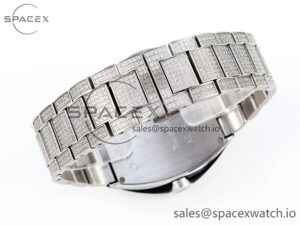 Franck Muller Vanguard SS Black Full Diamonds ABF Best Edition Diamonds Blue Dial on Diamonds Bracelet A2824 - Image 15