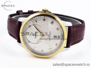 Omega De Ville Date YG MKF 1:1 Best Edition White Textured Dial Diamonds Marker on Brown Leather Strap A8800 - Image 5