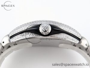 Franck Muller Vanguard SS Black Full Diamonds ABF Best Edition Diamonds Blue Dial on Diamonds Bracelet A2824 - Image 14