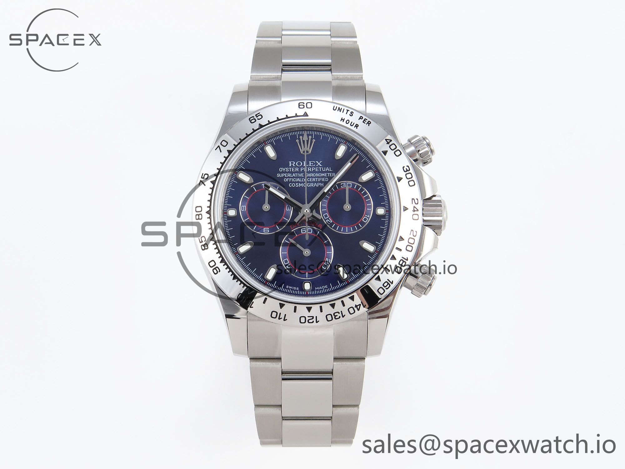 IMG_0109 Rolex Daytona 116509 SS OMF Best Edition Blue Stick Dial on SS Bracelet A7750 (Slim Movement) - Image 1