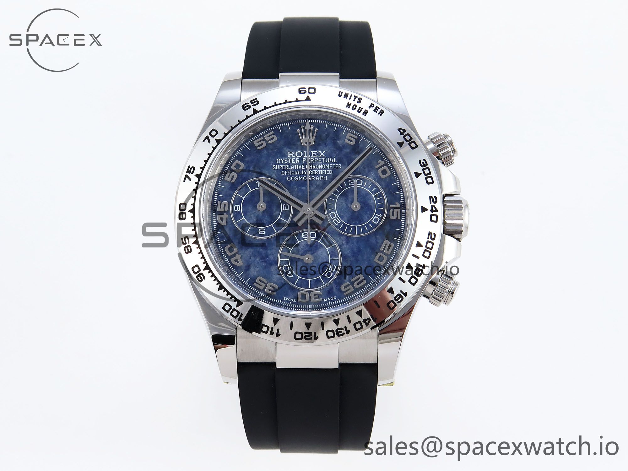 IMG_0109 Rolex Daytona 116509 Clean 1:1 Best Edition 904L SS Case Blue Chalcedony Dial on Oysterflex Rubber Strap A4130 - Image 1