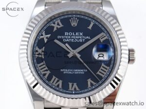 Rolex DateJust 41 126334 Fluted Bezel ARF 1:1 Best Edition 904L Steel Blue Roman Dial on Jubilee Bracelet VR3235 - Image 2