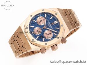 Audermars Piguet Royal Oak Chrono 26331 RG IPF 1:1 Best Edition Blue/RG Dial on RG Bracelet A7750 - Image 6