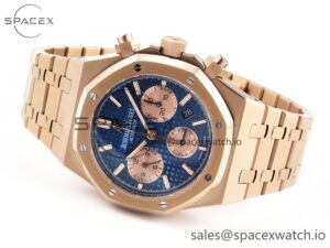 Audermars Piguet Royal Oak Chrono 26331 RG IPF 1:1 Best Edition Blue/RG Dial on RG Bracelet A7750 - Image 5