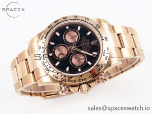 Rolex Daytona 116505 RG OMF Best Edition Black/RG Dial on RG Bracelet A7750 (Slim Movement) - Image 6