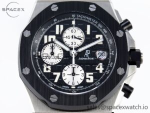 Audermars Piguet Royal Oak Offshore 42mm SS APF 1:1 Best Edition Black Dial White Markers Ceramic Bezel on Black Rubber Strap A7750 - Image 2