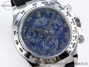 Rolex Daytona 116509 Clean 1:1 Best Edition 904L SS Case Blue Chalcedony Dial on Oysterflex Rubber Strap A4130 - Image 3
