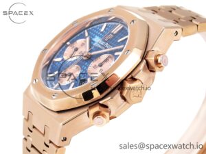 Audermars Piguet Royal Oak Chrono 26331 RG IPF 1:1 Best Edition Blue/RG Dial on RG Bracelet A7750 - Image 7