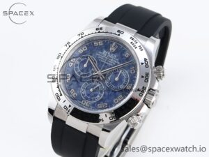 Rolex Daytona 116509 Clean 1:1 Best Edition 904L SS Case Blue Chalcedony Dial on Oysterflex Rubber Strap A4130 - Image 4