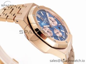 Audermars Piguet Royal Oak Chrono 26331 RG IPF 1:1 Best Edition Blue/RG Dial on RG Bracelet A7750 - Image 8