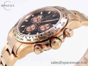 Rolex Daytona 116505 RG OMF Best Edition Black/RG Dial on RG Bracelet A7750 (Slim Movement) - Image 7