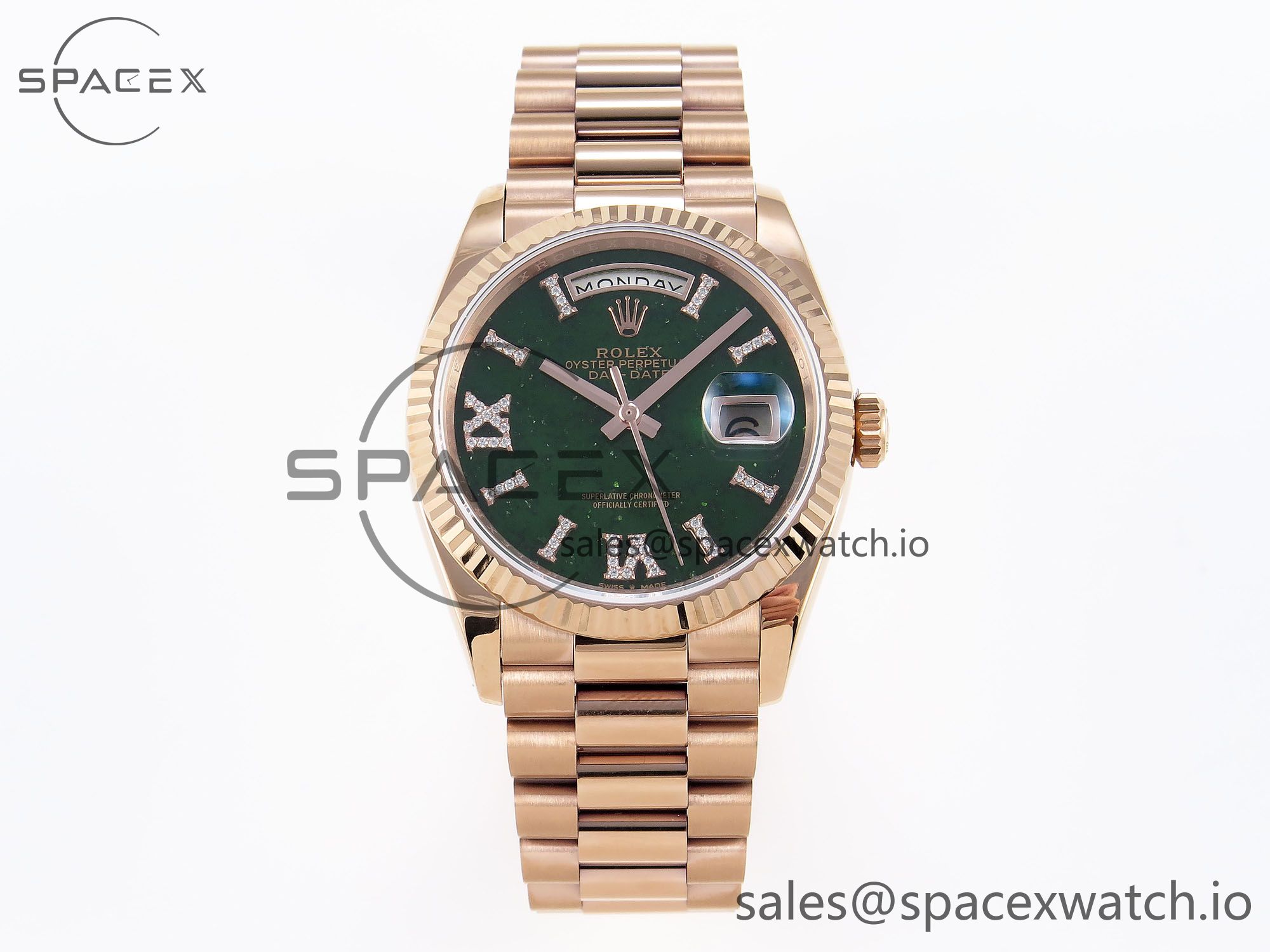 IMG_0113 Rolex DayDate 36mm RG/RG Pres Green Dial RAF A2834 - Image 1
