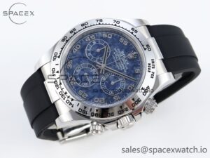 Rolex Daytona 116509 Clean 1:1 Best Edition 904L SS Case Blue Chalcedony Dial on Oysterflex Rubber Strap A4130 - Image 6