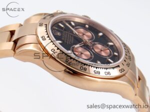 Rolex Daytona 116505 RG OMF Best Edition Black/RG Dial on RG Bracelet A7750 (Slim Movement) - Image 8