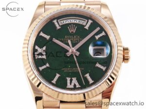 Rolex DayDate 36mm RG/RG Pres Green Dial RAF A2834 - Image 2