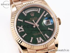 Rolex DayDate 36mm RG/RG Pres Green Dial RAF A2834 - Image 3