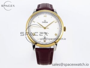 Omega De Ville Date YG MKF 1:1 Best Edition White Dial Roman Marker on Brown Leather Strap A8800
