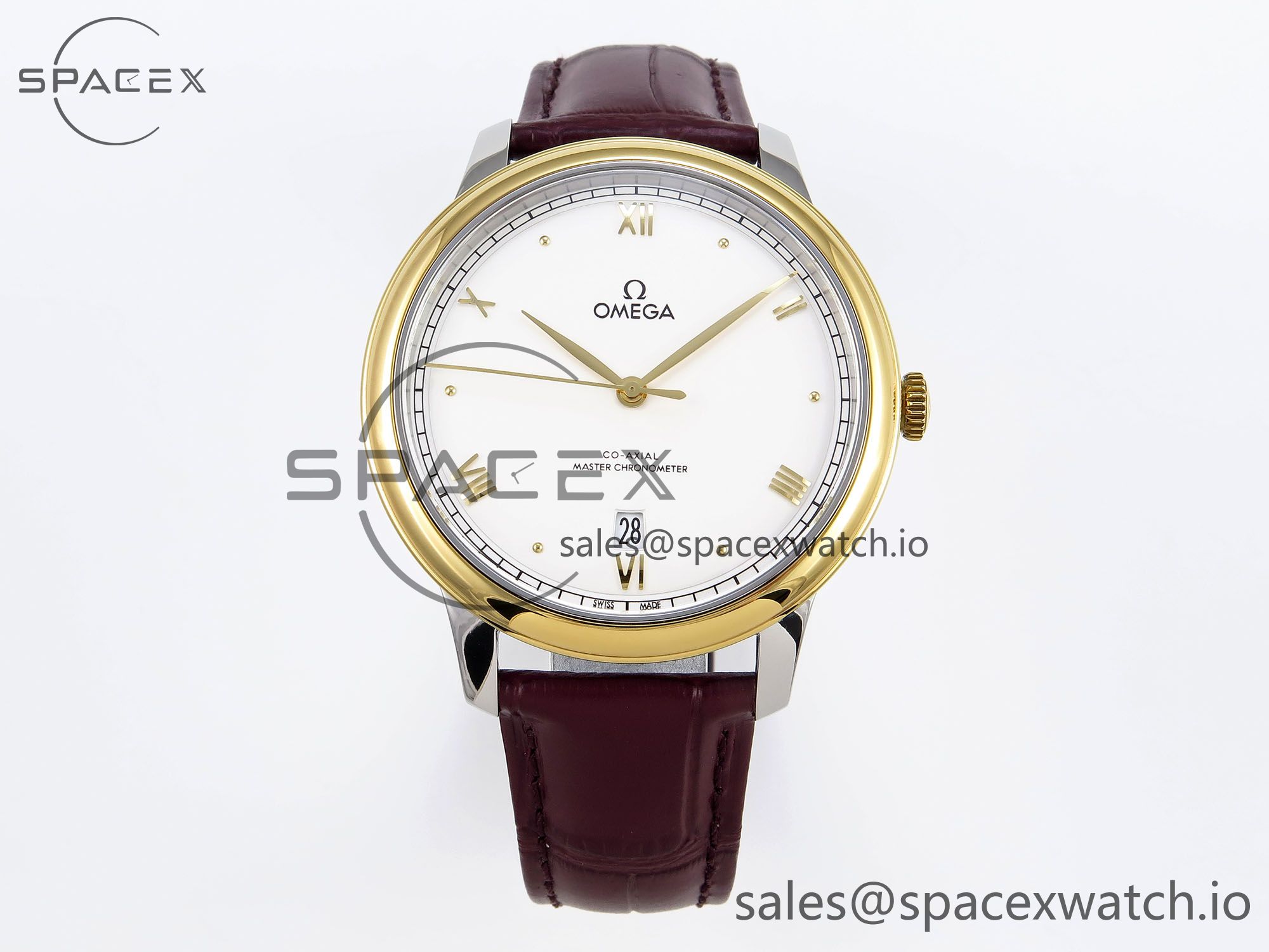 IMG_0116 Omega De Ville Date YG MKF 1:1 Best Edition White Dial Roman Marker on Brown Leather Strap A8800 - Image 1