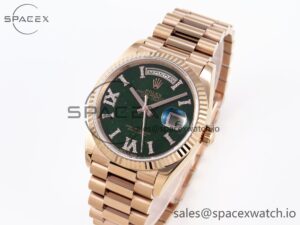 Rolex DayDate 36mm RG/RG Pres Green Dial RAF A2834 - Image 4