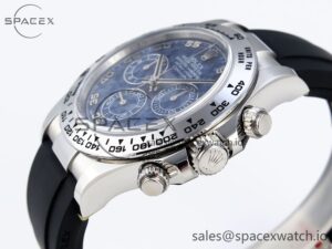 Rolex Daytona 116509 Clean 1:1 Best Edition 904L SS Case Blue Chalcedony Dial on Oysterflex Rubber Strap A4130 - Image 7