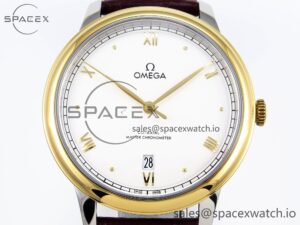 Omega De Ville Date YG MKF 1:1 Best Edition White Dial Roman Marker on Brown Leather Strap A8800 - Image 2