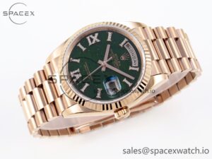 Rolex DayDate 36mm RG/RG Pres Green Dial RAF A2834 - Image 6