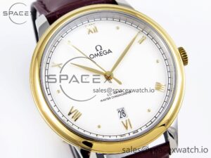 Omega De Ville Date YG MKF 1:1 Best Edition White Dial Roman Marker on Brown Leather Strap A8800 - Image 3