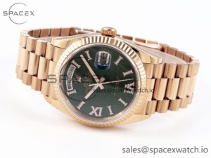 Rolex DayDate 36mm RG/RG Pres Green Dial RAF A2834 - Image 5