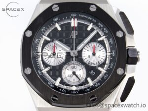 Audermars Piguet Royal Oak Offshore 44mm SS Black Ceramic Bezel APF 1:1 Best Edition Black/Silver Dial on Black Rubber Strap A4401 - Image 2