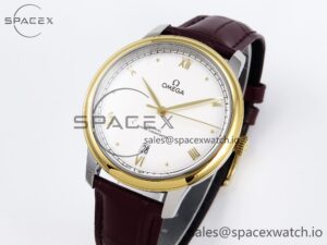 Omega De Ville Date YG MKF 1:1 Best Edition White Dial Roman Marker on Brown Leather Strap A8800 - Image 4