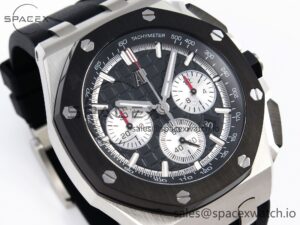 Audermars Piguet Royal Oak Offshore 44mm SS Black Ceramic Bezel APF 1:1 Best Edition Black/Silver Dial on Black Rubber Strap A4401 - Image 3