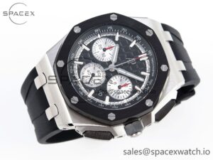 Audermars Piguet Royal Oak Offshore 44mm SS Black Ceramic Bezel APF 1:1 Best Edition Black/Silver Dial on Black Rubber Strap A4401 - Image 6