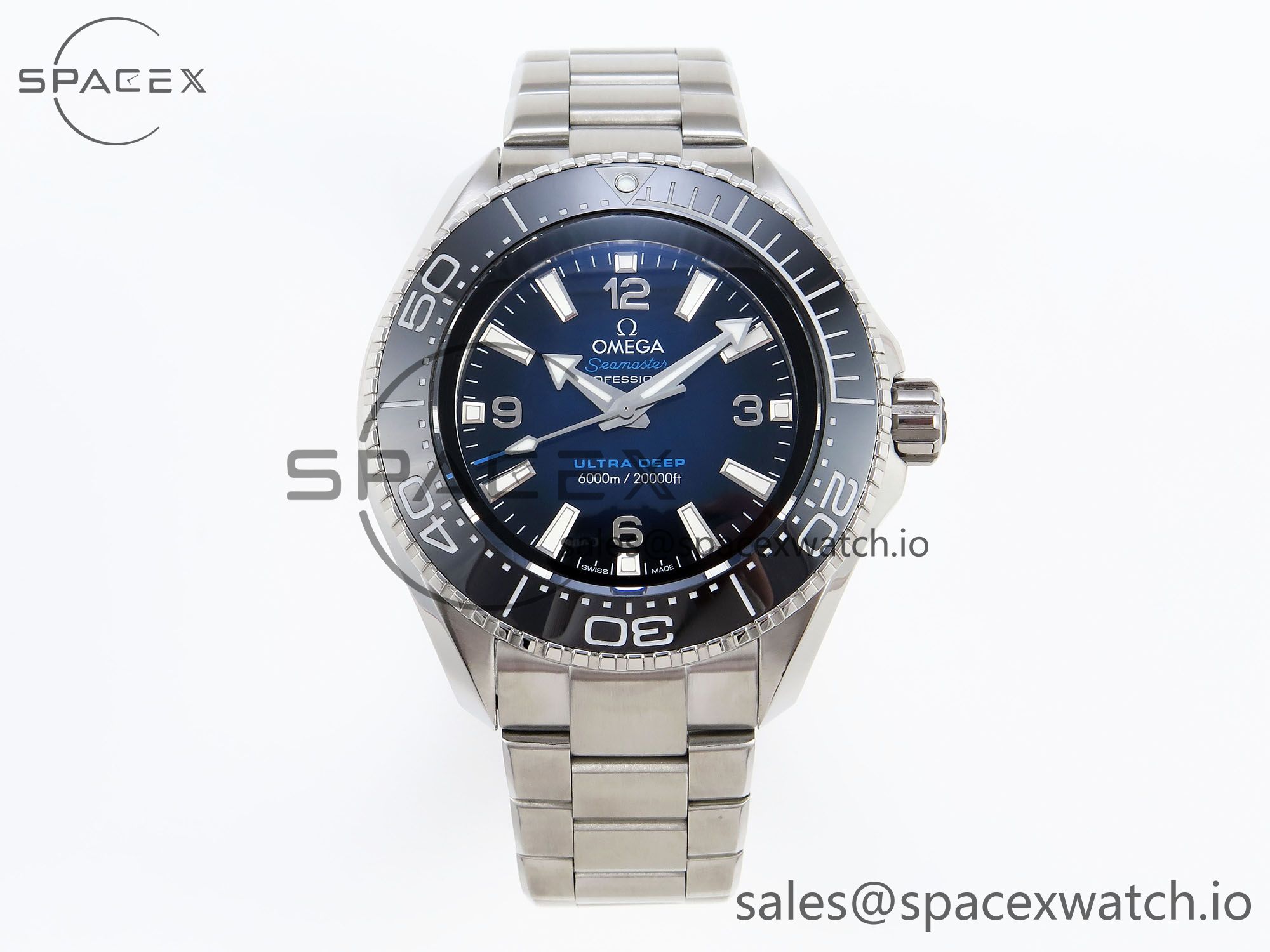 IMG_0122 Omega SEAMASTER PLANET OCEAN 6000M ULTRA DEEP 45.5MM SS TF 1:1 BEST EDITION BLUE DIAL BLACK BEZEL ON SS BRACELET A2824 - Image 1