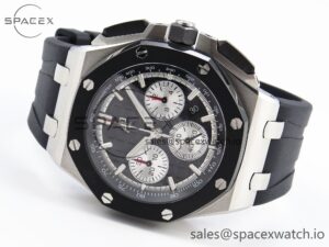 Audermars Piguet Royal Oak Offshore 44mm SS Black Ceramic Bezel APF 1:1 Best Edition Black/Silver Dial on Black Rubber Strap A4401 - Image 5
