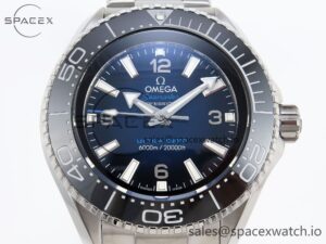 Omega SEAMASTER PLANET OCEAN 6000M ULTRA DEEP 45.5MM SS TF 1:1 BEST EDITION BLUE DIAL BLACK BEZEL ON SS BRACELET A2824 - Image 2